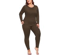 ForHailey Biancheria intima termica da donna, taglie forti, per taglie forti, a maniche lunghe, foderate in pile, con top e pantaloni, taglie XL-5XL