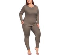 ForHailey Biancheria Intima Termica da Donna, Taglie Forti, per Taglie Forti, a Maniche Lunghe, Foderate in Pile, con Top e Pantaloni, Taglie XL-5XL, Marrone Chiaro, 4X-Large