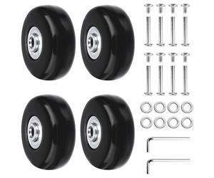 Forhandy Ruote di ricambio per bagagli, 4 pezzi, 50 x 18 mm, ruote in gomma, con assi, chiavi inglesi, set di riparazione