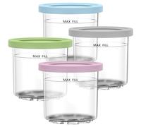 Forhome Contenitori di ricambio per ninja creami pinte e coperchi, confezione da 4 tazze, compatibili con la macchina per gelato della serie NC299AM C300s Series BPA, lavabili in