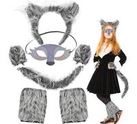 Forhome Costume da Lupo, Costume da Lupo Mannaro per Bambini, Costume da Lupo Mannaro con Maschera, Cerchietto Coda e Zampe, Cosplay Festa di Compleanno Carnevale per Adulti e Bambini