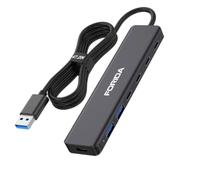 FORIDA Hub USB a 7 porte, hub multi-porta USB 3.0 in alluminio con cavo lungo 1,9 m, 4 USB-C 3.0 (5 Gbps), 2 porte USB-A 2.0 e 1 porta di alimentazione tipo C 5 V, prolunga USB per computer desktop PC