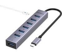 FORIDA Hub USB C a 8 porte con 7 USB A 3.0 5 Gbps, distributore USB C per | Hub multiporta USB-C a USB con cavo da 25 cm, porta USB C 5 V/3 A, hub USB in alluminio per MacBook, disco U, mouse (USB C