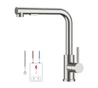 FORIOUS Miscelatore Cucina A Bassa Pressione, Miscelatore Monocomando Acqua Calda E Fredda, Rotazione A 360°, Adatto Per Caldaie E Dispositivi Sotto Lavello, Acciaio Inossidabile