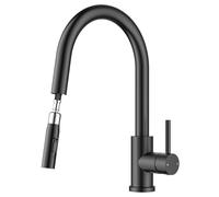 FORIOUS Rubinetto Cucina, Miscelatore Cucina Estraibile, Rubinetto Lavello Cucina con Curvatura Alta con 2 Modalità, Rotazione a 360°, Nero Matte