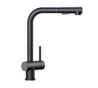 FORIOUS Rubinetto Lavello Cucina con Doccetta Estraibile, Acciaio Inossidabile Monocomando Miscelatore Cucina a 360°e Doppia Funzione Di Spruzzo, Nero Opaco