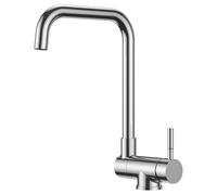 FORIOUS Rubinetto Lavello Cucina Cromo, Miscelatore Cucina con Funzione Girevole a 360° e Pieghevole, Design A forma di L Acciaio Inox, Maniglia Singola per Acqua Calda e Fredda Rubinetto Miscelatore