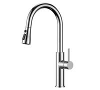 FORIOUS Rubinetto Lavello Cucina, Miscelatore Cucina con Doccetta Estraibile, 2 Modalità, Girevole a 360° Acciaio Inox, Maniglia Singola per Acqua Calda e Fredda Rubinetto Miscelatore, Cromo Lucido