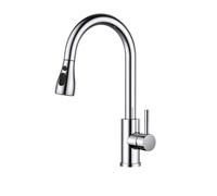 FORIOUS Rubinetto Lavello Cucina, Miscelatore Cucina con Doccetta Estraibile, Acciaio Inox Ad Alta Pressione Orientabile a 360° Monocomando, Cromo Lucido