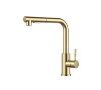 FORIOUS Rubinetto Lavello Cucina, Miscelatore Cucina con Doccetta Estraibile Acciaio Inox Ad Alta Pressione Orientabile a 360°, Oro Spazzolato