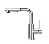 FORIOUS Rubinetto Lavello Cucina, Miscelatore Cucina con Doccetta Estraibile, Rubinetto Miscelatore in Acciaio Inox a L, 2 Tipi di Getto e Girevole a 360°, Altezza Beccuccio 210mm