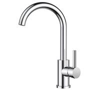FORIOUS Rubinetto Lavello Cucina, Miscelatore Cucina Girevole a 360° Monocomando Acciaio Inox con 1 Foro, Cromo Lucido, Altezza del Beccuccio 230 mm, Natura