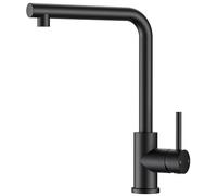 FORIOUS Rubinetto Lavello Cucina Nero, Miscelatore Cucina con Beccuccio Rialzato, Rubinetti Cucina per Lavello in Acciaio Inox a Forma di L, Rubinetto con Maniglia Singola, Girevole a 360°