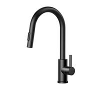 FORIOUS Rubinetto Lavello Cucina Nero, Miscelatore Cucina con Doccetta Estraibile, Acciaio Inox Ad Alta Pressione Orientabile a 360°Monocomando