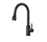 FORIOUS Rubinetto Lavello Cucina Nero, Miscelatore Cucina con Doccetta Estraibile, Acciaio Inox Ad Alta Pressione Orientabile a 360° Monocomando