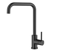 FORIOUS Rubinetto Lavello Cucina Nero, Miscelatore Cucina Girevole a 360°, Forma di L Monocomando Acciaio Inox con 1 Foro, Altezza Rubinetto 371 mm