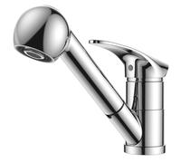 FORIOUS Rubinetto Lavello Cucina, Rubinetto Cucina con Doccetta Estraibile in Acciaio Inox, Miscelatore Cucina Monocomando, Girevole a 360°per 1 Foro, Cromo Lucido