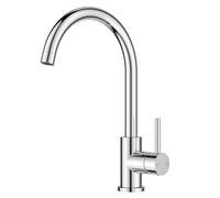 FORIOUS Rubinetto Lavello Cucina, Rubinetto Miscelatore, Acciaio Inossidabile Girevole a 360°, Rubinetto Cucina Monocomando Caldo e Freddo, Cromo Lucido, Altezza del Beccuccio 238 mm, Scanalata