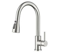 FORIOUS Rubinetto Lavello Cucina, Rubinetto Miscelatore con Doccetta Estraibile, Miscelatore Cucina girevole a 360°, adatto per lavelli con curvatura elevata, 2 modalità, Acciaio Inossidabile