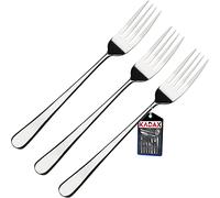Forks Kadax realizzati in acciaio inossidabile, set da 3 -sere, set di forchette d'argento, forchette da tavolo con bordi arrotondati, menu, uomini, (L: 20 cm, argento)