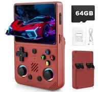 Forlarme RG36PRO Retro Video Game Console-Support 30000+ Classic Games,3.5"IPS Screen,Open Source System,64G TF card,3000mAh Battery,Portable Console for Teen or Partner - Gift for Christmas - Red