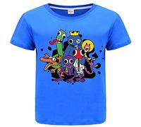 Forlcool T-shirt estiva per ragazzi arcobaleno 100% cotone top tee YouTube Game Merch, Blu, 5-6 Anni