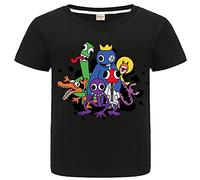 Forlcool T-shirt estiva per ragazzi arcobaleno 100% cotone top tee YouTube Game Merch, Nero , 5-6 Anni
