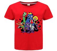 Forlcool T-shirt estiva per ragazzi arcobaleno 100% cotone top tee YouTube Game Merch, Rosso, 7-8 Anni