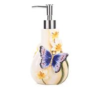 FORLONG Dispenser di sapone in ceramica, dispenser per lozioni 3D a forma di farfalla e fiori di gigli, accessori per il bagno