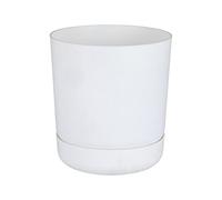 Form Plastic Satina - Vasi per piante con sottovasi, fioriere da giardino per fiori, supporto per interni (Ø 25 cm (9,84 pollici), Bianco)
