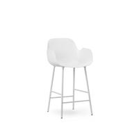 Form Sgabello da Bar con Schienale e Braccioli H65 cm Bianco/ Acciaio Bianco