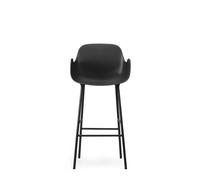Form Sgabello da Bar con Schienale e Braccioli H75 cm Nero/ Acciaio Nero