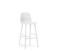 Form Sgabello da Bar con Schienale H75 cm Bianco/ Acciaio Bianco