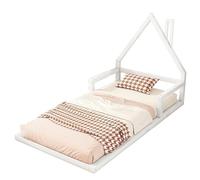 Forma a casa con rete a doghe, legno massello di pino MDF, stile Montessori, design moderno, struttura stabile, ambiente di sonno sicuro, facile da montare, soluzione creativa di gioco e sonno (bianco