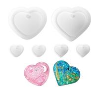 Forma a forma di cuore in resina epossidica a forma di cuore, portachiavi in silicone a forma di cuore, stampo in resina epossidica, ciondolo dell'amore, gioielli in ghisa (2 diverse forme, 6 pezzi)