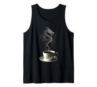 Forma del Drago Che Sale dal Vapore della Tazza di caffè Canotta