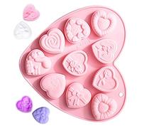 Forma di cuore Torta Cioccolato Stampo,Forma di cioccolato cuore - 10 griglia amore stampo a forma di cuore - Decorazione della tavola di cottura del silicone Cuore Torta in silicone Stampo