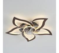 Forma Di Fiore Ventilatore Da Soffitto Con Luce E Telecomando Dimmerabile Con Timer DC Motore Silenzioso Reversibile Lampadari Con Ventilatore Design Per Camera Da Letto Soggiorno-Brown wood grain