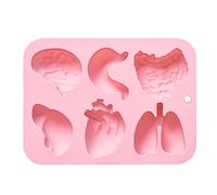Forma Di Silicone D'organo - Forme A Forma Di Organo 17.3x12,7 Cm Con 6 Cavità | Forma Di Torta Cerebrale Del Cuore In Silicone | Cubo Di Cubo Di Ghiaccio Al Cioccolato Fondente Fai Da Te | Strumenti