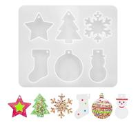 Forma per fusione in resina per Natale, stampi in silicone Raysin per Natale, stampi in silicone per decorazioni natalizie come alberi di Natale, fiocchi di neve e stelle, forme in resina epossidica