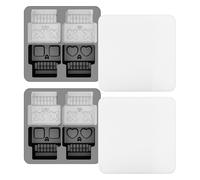 Forma per Ghiaccio | 4 Scomparti Fantasia Teschio con Coperchio Set da 2,Cucina in Silicone Antiaderente per Cocktail Caffè Champagne Whisky Birra