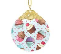 Forma rotonda a 3 pollici del pendente della decorazione di vetro multiuso del modello del cupcake con l'anello del metallo per l'attaccatura di vacanza