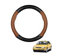 Forma Rotonda in Coprivolante Auto Pelle Microfibra Fibra di Carbonio per A3 (8L1) 1996-2003 Traspirante e Antiscivolo Copertura di Volante Protezione per Volante Auto,Light Brown