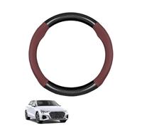 Forma Rotonda in Coprivolante Auto Pelle Microfibra Fibra di Carbonio per A3 Sportback 8Y 2020-2024 Traspirante e Antiscivolo Copertura di Volante Protezione per Volante Auto,Wine Red