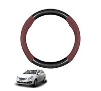 Forma Rotonda in Coprivolante Auto Pelle Microfibra Fibra di Carbonio per A30 2013-2016 Traspirante e Antiscivolo Copertura di Volante Protezione per Volante Auto,Wine Red