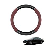 Forma Rotonda in Coprivolante Auto Pelle Microfibra Fibra di Carbonio per A6 C6 2005-2011 Traspirante e Antiscivolo Copertura di Volante Protezione per Volante Auto,Wine Red