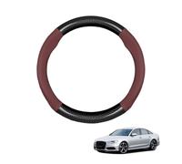 Forma Rotonda in Coprivolante Auto Pelle Microfibra Fibra di Carbonio per A6 C7 2012-2018 Traspirante e Antiscivolo Copertura di Volante Protezione per Volante Auto,Wine Red