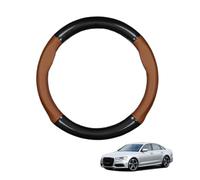 Forma Rotonda in Coprivolante Auto Pelle Microfibra Fibra di Carbonio per A6 C7 2012-2018 Traspirante e Antiscivolo Copertura di Volante Protezione per Volante Auto,Light Brown