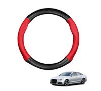 Forma Rotonda in Coprivolante Auto Pelle Microfibra Fibra di Carbonio per A6 C7 2012-2018 Traspirante e Antiscivolo Copertura di Volante Protezione per Volante Auto,Red
