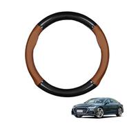 Forma Rotonda in Coprivolante Auto Pelle Microfibra Fibra di Carbonio per A7/RS7/S7 2019-2024 Traspirante e Antiscivolo Copertura di Volante Protezione per Volante Auto,Light Brown